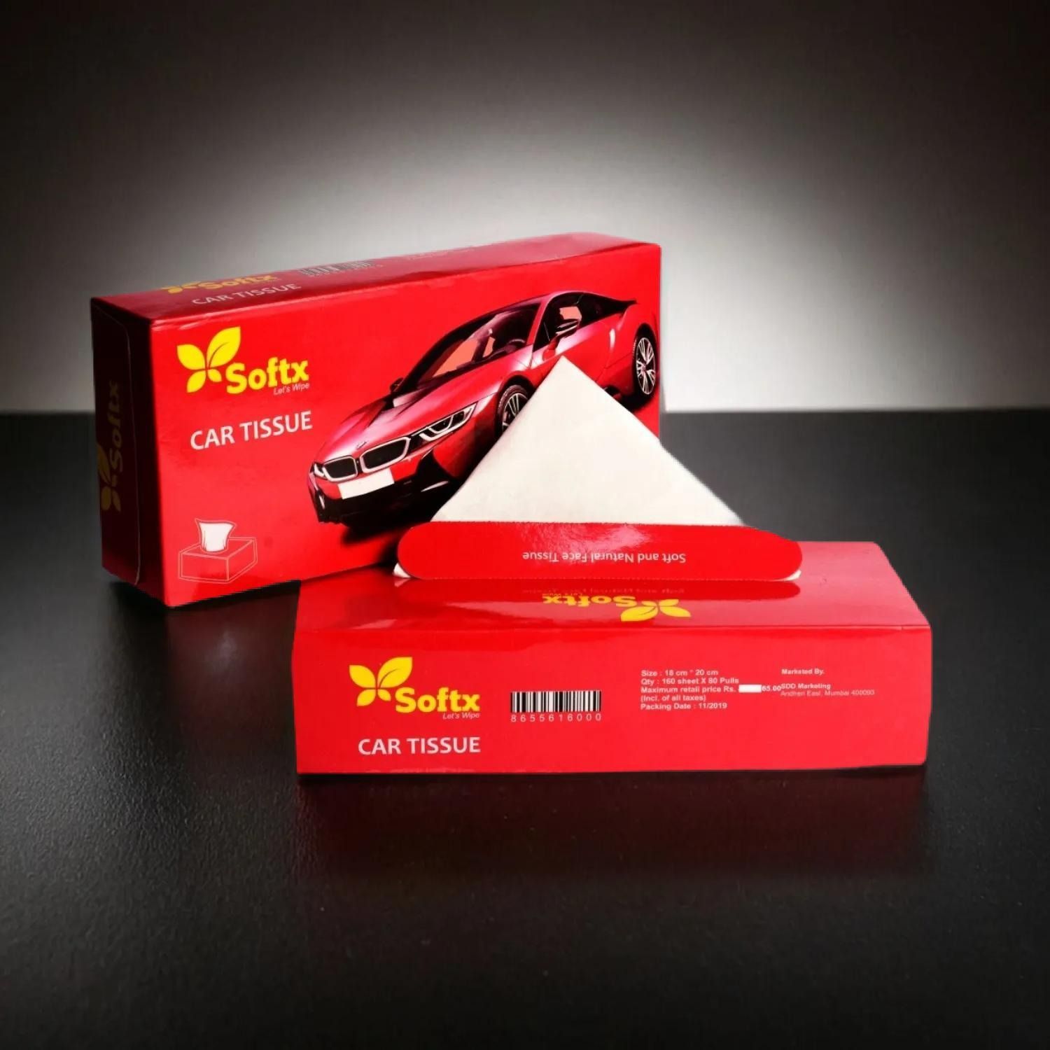 softx-Facial Tissue Red Box - Ultra-Soft, Hypoallergenic, and Eco-Friendly for Gentle Nose and Face Care